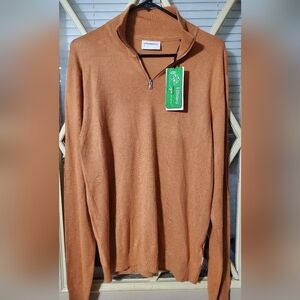 Lindbergh White Half Zip-Up Sweater, Orange NWT